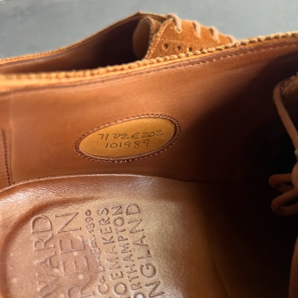 Edward Green Cardiff 7/7.5E, rubber soles, tobacco suede, made in England - Picture 6 of 6